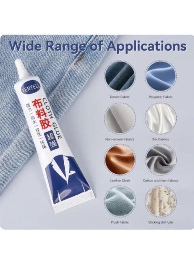 TERTELL Strong No-Sew Fabric Adhesive 50ML – Clear Drying, Waterproof and Heat Resistant Glue for Clothes, Hemming, Patches, DIY Crafts, and Durable Fabric Repairs - Image 5